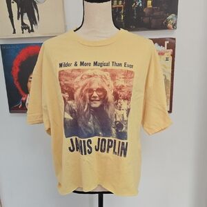 Janis Joplin Cropped Graphic Tee - Yellow